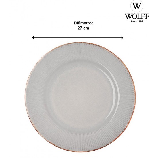 Prato Avulso Raso 27cm De Cerâmica Linear Cinza